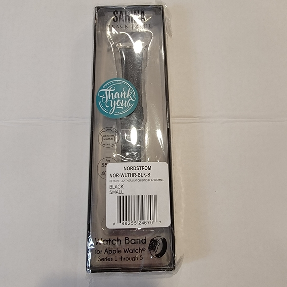 Sarina Black Label Nordstrom Genuine Leather Apple Watch Band Series 1,2,3,4,5 - Picture 3 of 8
